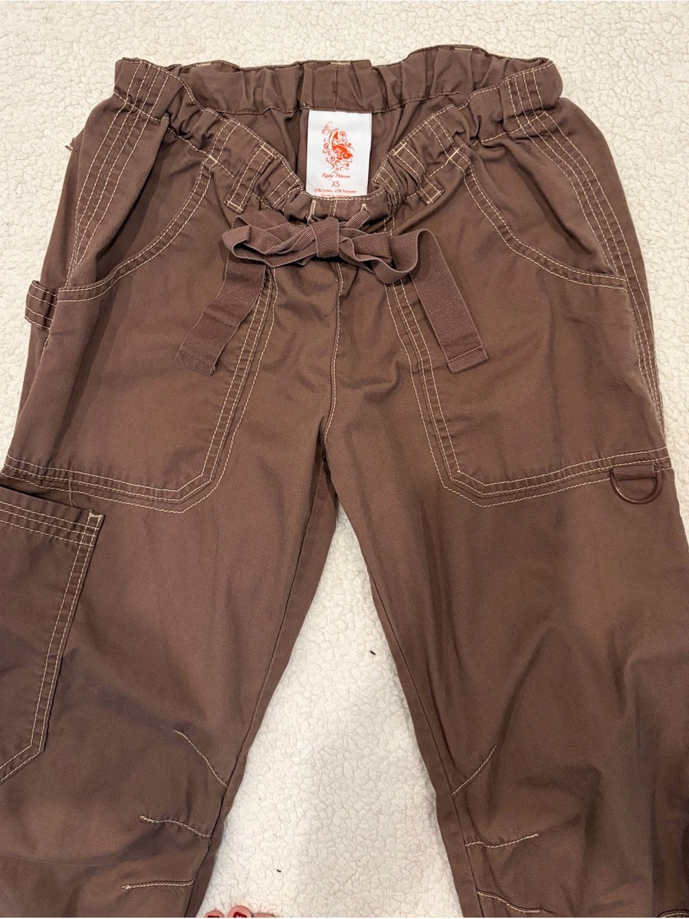 KOI Dark Brown Cargo Utility Scrub Pants (Women's XS) - Picture 3 of 5
